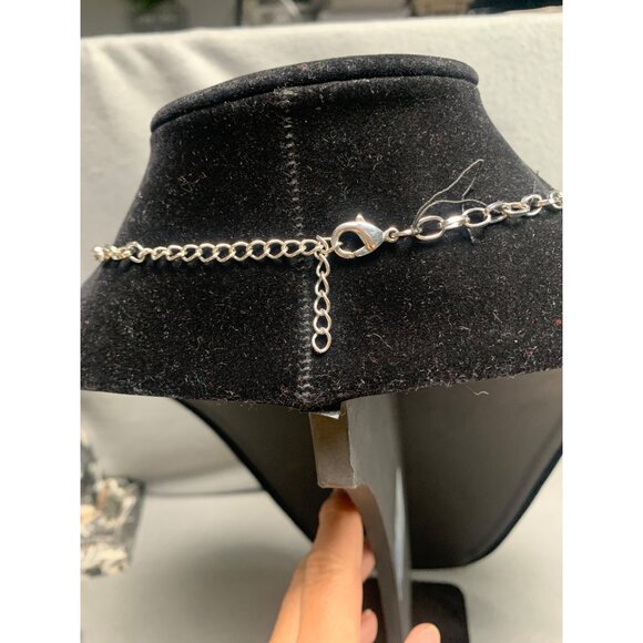 Floral Statement Necklace with Mixed Metal & Crystal Accents - Picture 6 of 9